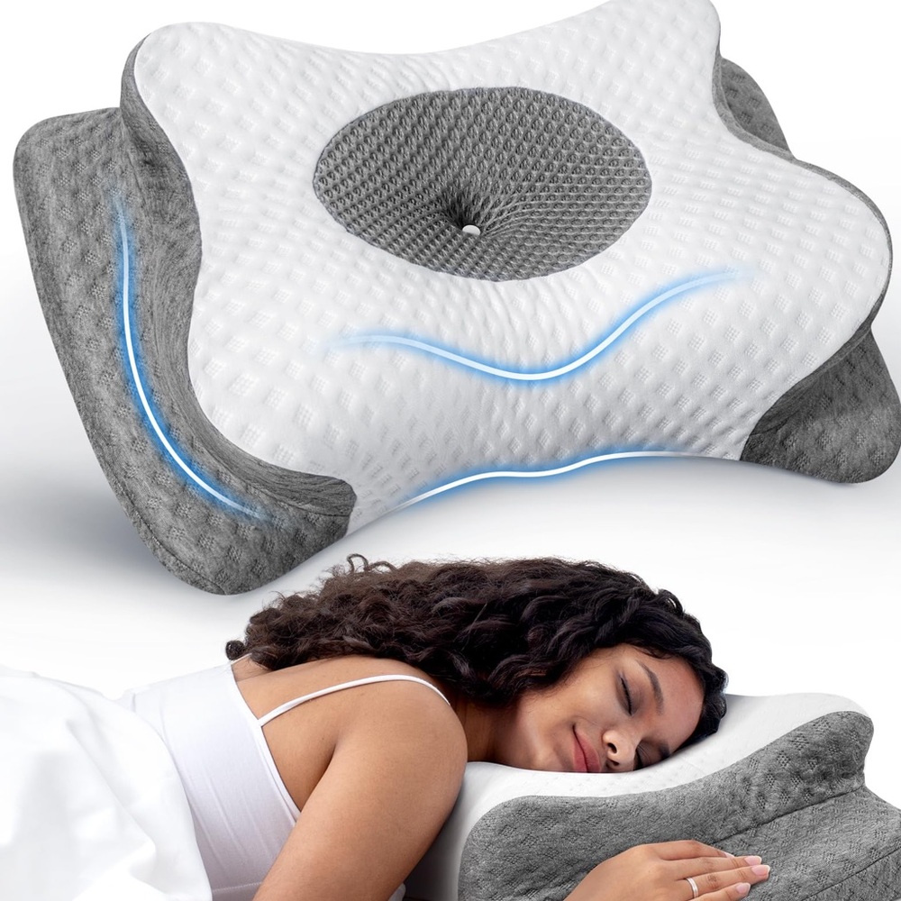 Pain Relief Contour Pillow for Neck, Side Armrest Support and Adjustable